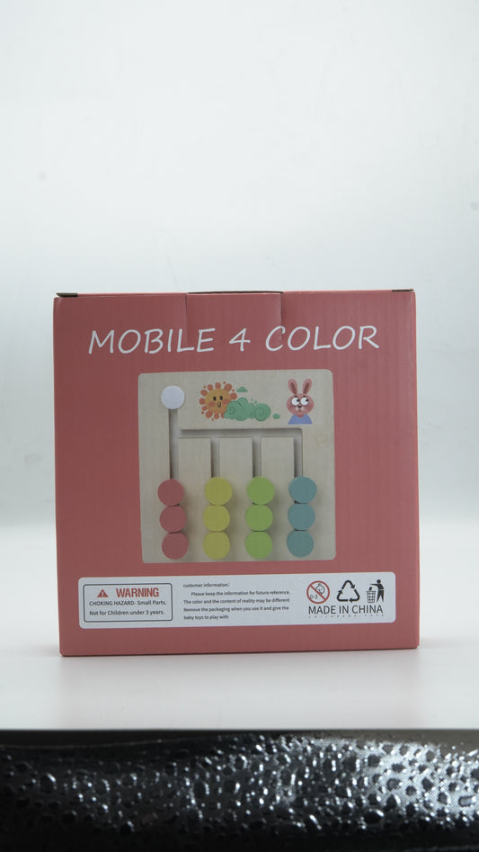 Wooden Montessori Mobile 4-Color Logic & Sliding Puzzle Board Game