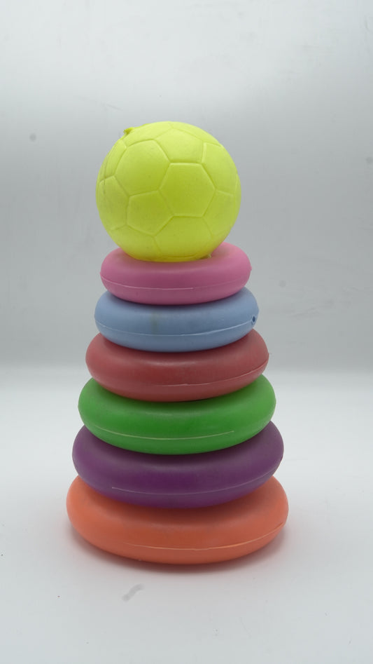 "Rainbow Tower" Kids' Plastic Stacking Rings & Ball Set (Early Education Toy)